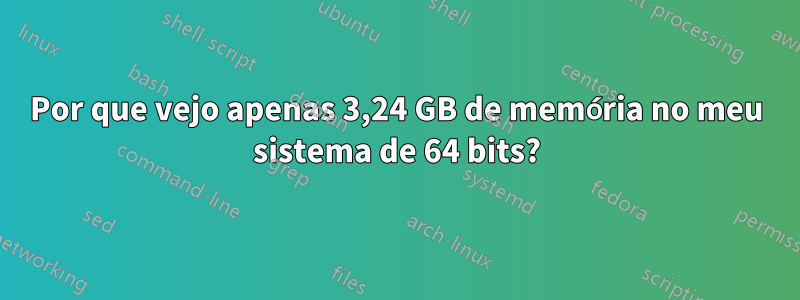 Por que vejo apenas 3,24 GB de memória no meu sistema de 64 bits?