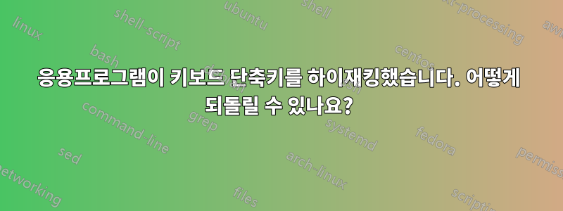 응용프로그램이 키보드 단축키를 하이재킹했습니다. 어떻게 되돌릴 수 있나요?