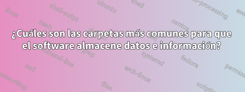 ¿Cuáles son las carpetas más comunes para que el software almacene datos e información?