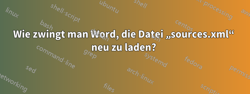 Wie zwingt man Word, die Datei „sources.xml“ neu zu laden?