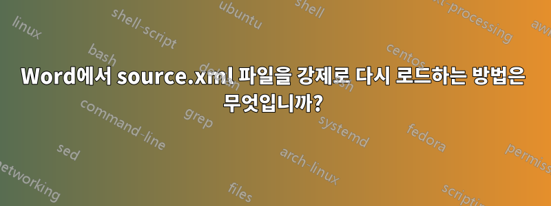 Word에서 source.xml 파일을 강제로 다시 로드하는 방법은 무엇입니까?