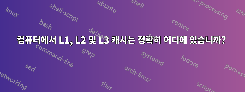 컴퓨터에서 L1, L2 및 L3 캐시는 정확히 어디에 있습니까?