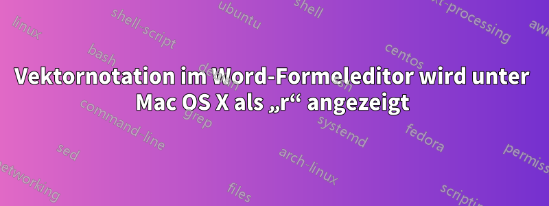 Vektornotation im Word-Formeleditor wird unter Mac OS X als „r“ angezeigt