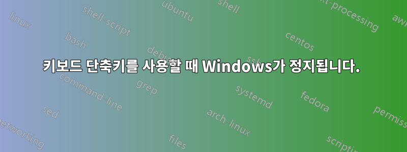 키보드 단축키를 사용할 때 Windows가 정지됩니다.