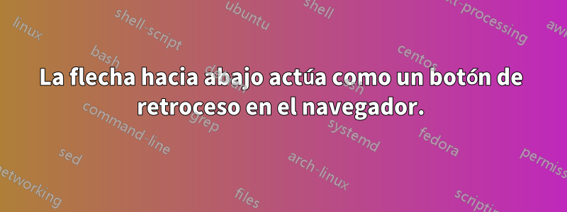 La flecha hacia abajo actúa como un botón de retroceso en el navegador.