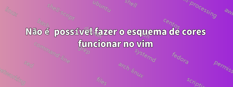 Não é possível fazer o esquema de cores funcionar no vim