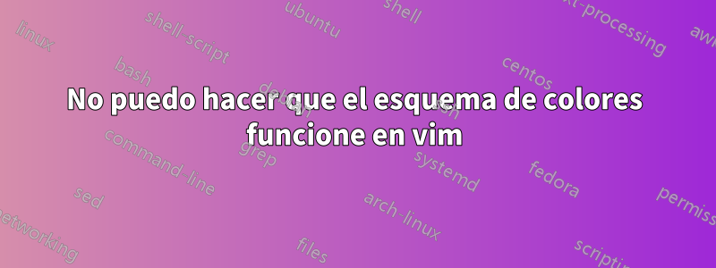 No puedo hacer que el esquema de colores funcione en vim