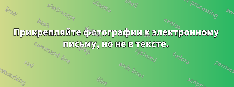 Прикрепляйте фотографии к электронному письму, но не в тексте.