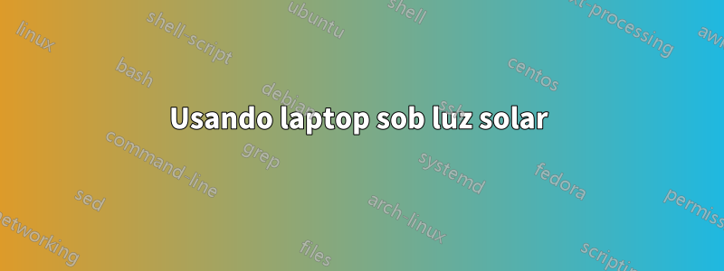 Usando laptop sob luz solar