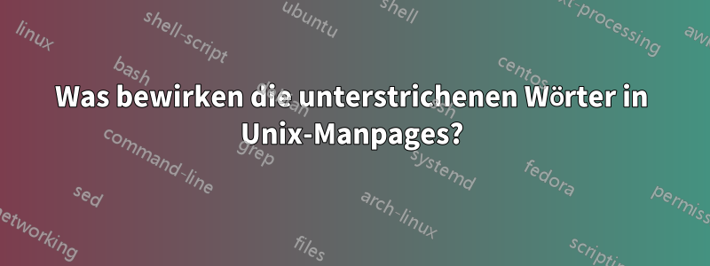 Was bewirken die unterstrichenen Wörter in Unix-Manpages?