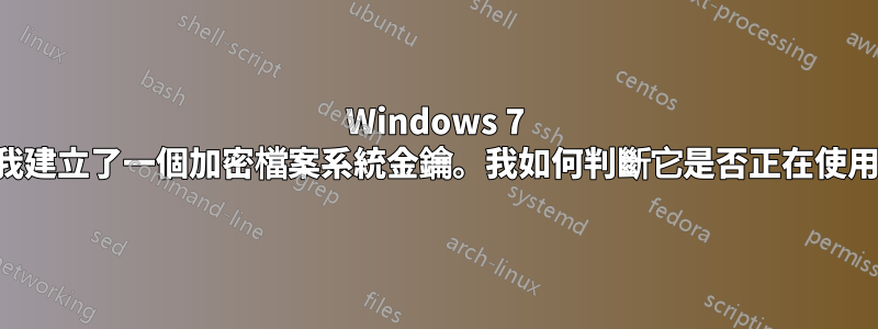 Windows 7 為我建立了一個加密檔案系統金鑰。我如何判斷它是否正在使用？