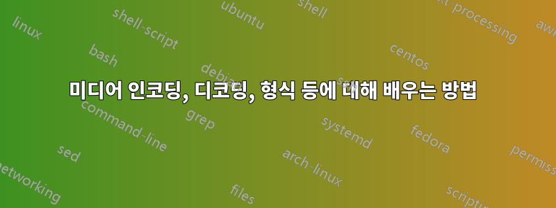 미디어 인코딩, 디코딩, 형식 등에 대해 배우는 방법 