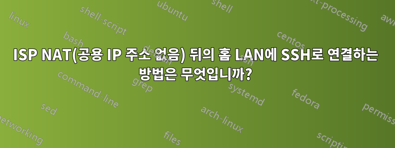 ISP NAT(공용 IP 주소 없음) 뒤의 홈 LAN에 SSH로 연결하는 방법은 무엇입니까?