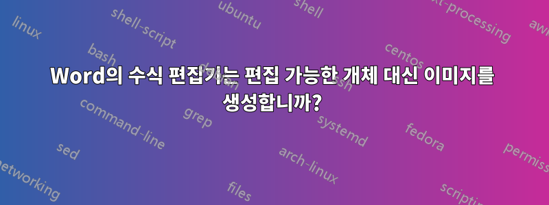 Word의 수식 편집기는 편집 가능한 개체 대신 이미지를 생성합니까?