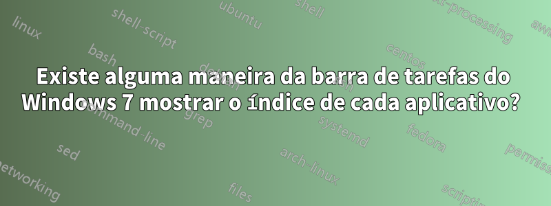 Existe alguma maneira da barra de tarefas do Windows 7 mostrar o índice de cada aplicativo? 