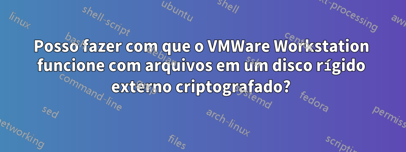 Posso fazer com que o VMWare Workstation funcione com arquivos em um disco rígido externo criptografado?