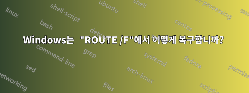 Windows는 "ROUTE /F"에서 어떻게 복구합니까?