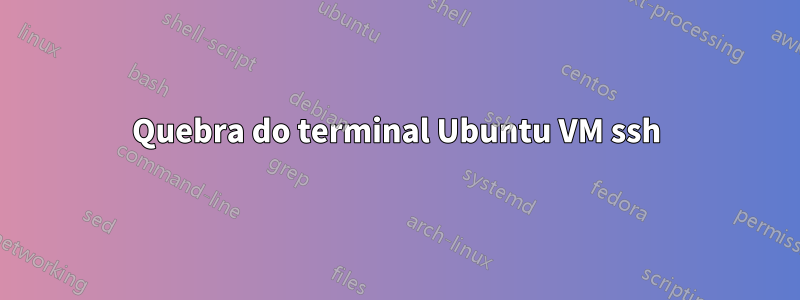 Quebra do terminal Ubuntu VM ssh