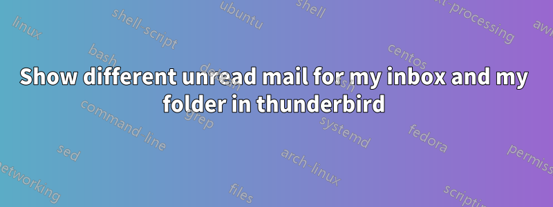 Show different unread mail for my inbox and my folder in thunderbird