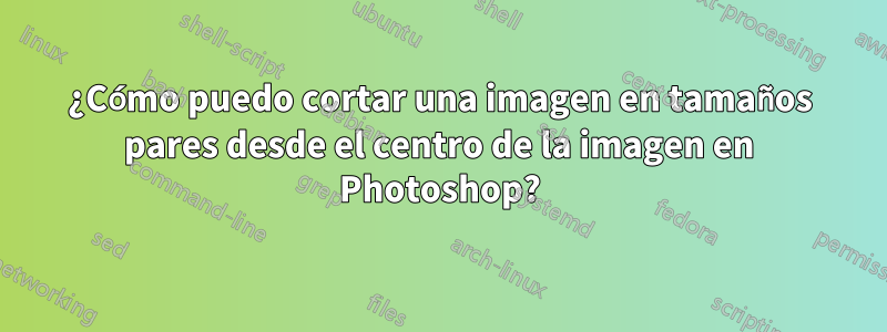 ¿Cómo puedo cortar una imagen en tamaños pares desde el centro de la imagen en Photoshop?