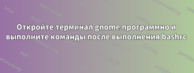 Откройте терминал gnome программно и выполните команды после выполнения bashrc