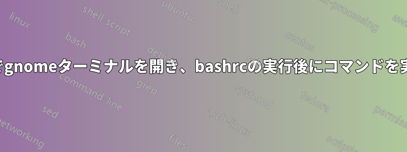 プログラムでgnomeターミナルを開き、bashrcの実行後にコマンドを実行します。