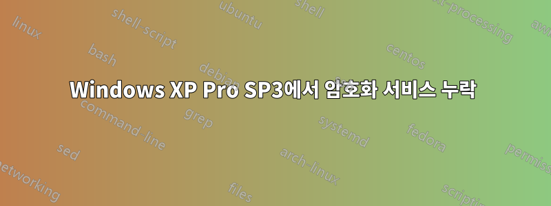 Windows XP Pro SP3에서 암호화 서비스 누락