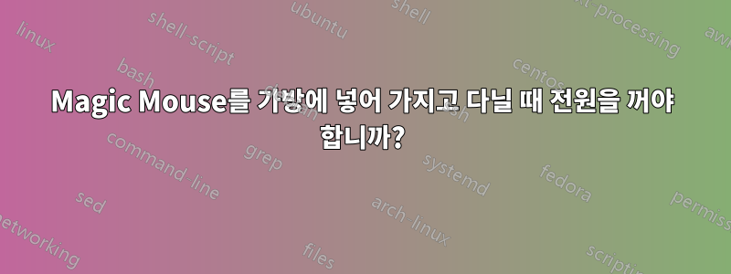 Magic Mouse를 가방에 넣어 가지고 다닐 때 전원을 꺼야 합니까?