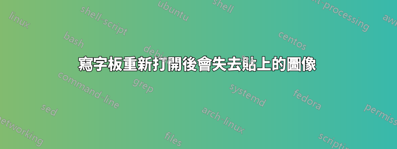 寫字板重新打開後會失去貼上的圖像
