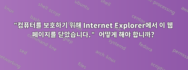 "컴퓨터를 보호하기 위해 Internet Explorer에서 이 웹 페이지를 닫았습니다." 어떻게 해야 합니까?