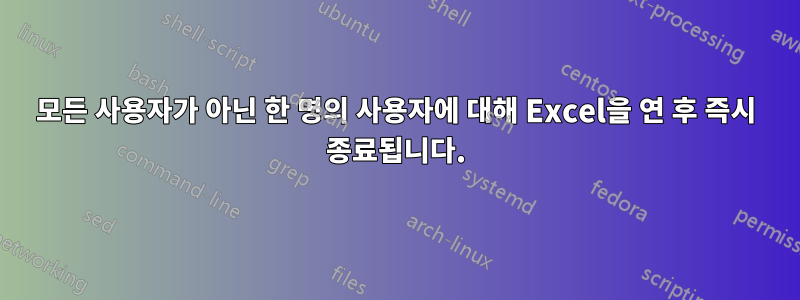모든 사용자가 아닌 한 명의 사용자에 대해 Excel을 연 후 즉시 종료됩니다.