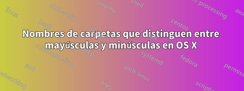Nombres de carpetas que distinguen entre mayúsculas y minúsculas en OS X