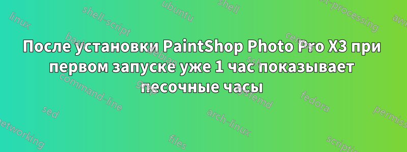 После установки PaintShop Photo Pro X3 при первом запуске уже 1 час показывает песочные часы
