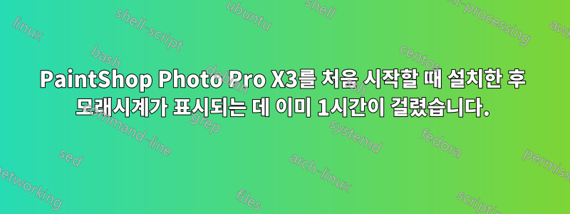 PaintShop Photo Pro X3를 처음 시작할 때 설치한 후 모래시계가 표시되는 데 이미 1시간이 걸렸습니다.