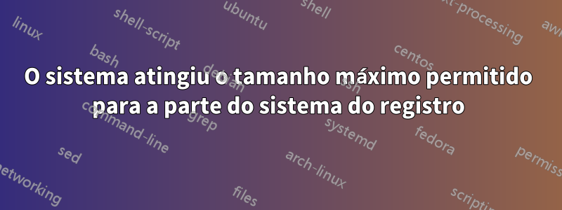 O sistema atingiu o tamanho máximo permitido para a parte do sistema do registro