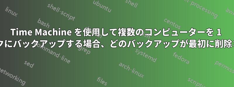 Time Machine を使用して複数のコンピューターを 1 つのディスクにバックアップする場合、どのバックアップが最初に削除されますか?