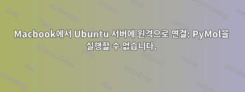 Macbook에서 Ubuntu 서버에 원격으로 연결: PyMol을 실행할 수 없습니다.