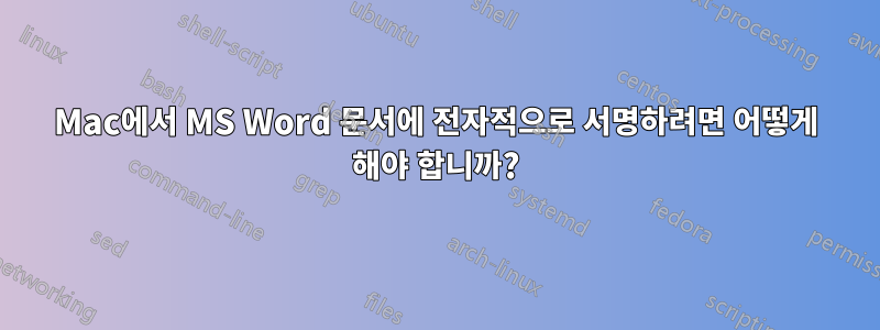 Mac에서 MS Word 문서에 전자적으로 서명하려면 어떻게 해야 합니까?