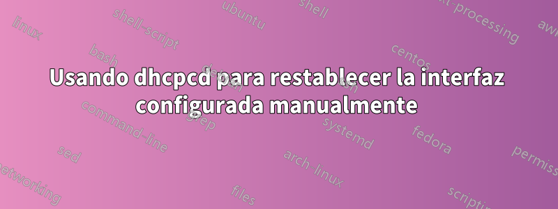 Usando dhcpcd para restablecer la interfaz configurada manualmente