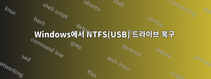 Windows에서 NTFS(USB) 드라이브 복구