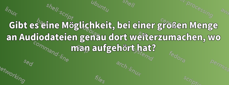 Gibt es eine Möglichkeit, bei einer großen Menge an Audiodateien genau dort weiterzumachen, wo man aufgehört hat?