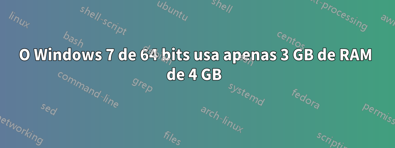 O Windows 7 de 64 bits usa apenas 3 GB de RAM de 4 GB 