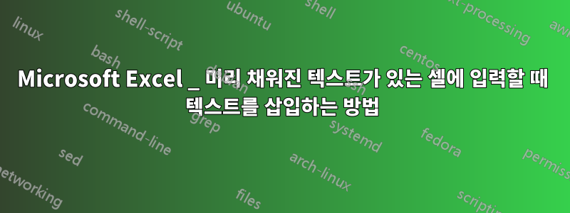 Microsoft Excel _ 미리 채워진 텍스트가 있는 셀에 입력할 때 텍스트를 삽입하는 방법