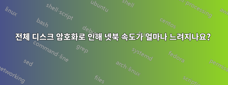 전체 디스크 암호화로 인해 넷북 속도가 얼마나 느려지나요?