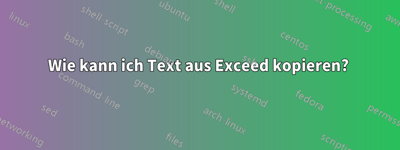 Wie kann ich Text aus Exceed kopieren?