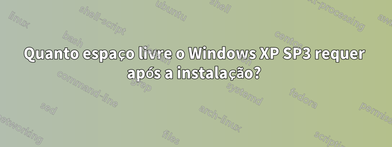 Quanto espaço livre o Windows XP SP3 requer após a instalação?