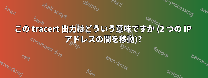 この tracert 出力はどういう意味ですか (2 つの IP アドレスの間を移動)?