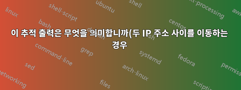 이 추적 출력은 무엇을 의미합니까(두 IP 주소 사이를 이동하는 경우)?