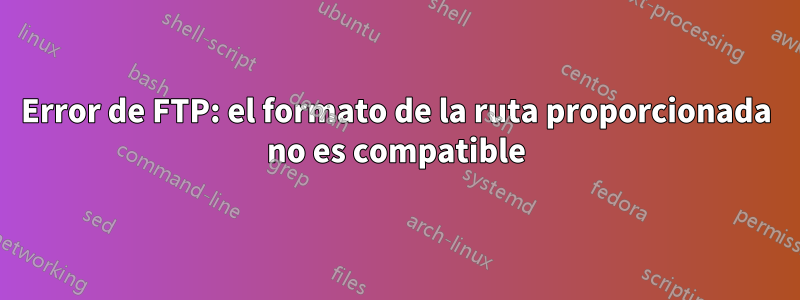 Error de FTP: el formato de la ruta proporcionada no es compatible