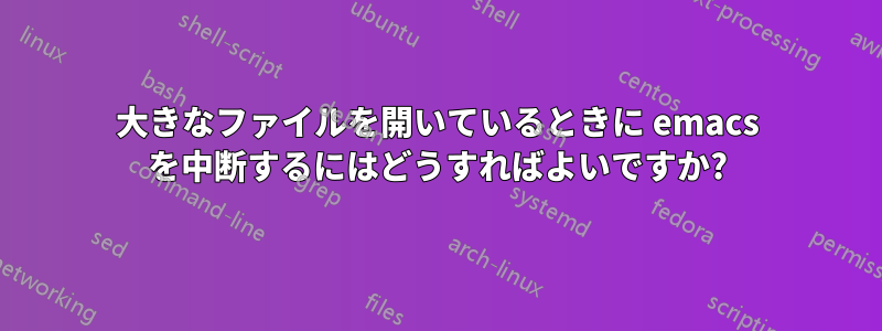 大きなファイルを開いているときに emacs を中断するにはどうすればよいですか?